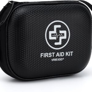 Mini First Aid Kit - 150 Piece Small Waterproof EVA Hard Shell Case | Compact First Aid Kit with Comprehensive Supplies for Home, Car, Travel, Camping, Truck, Hiking, Sports, Office, Outdoor(Red)