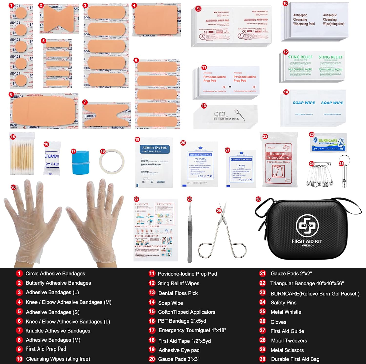 Mini First Aid Kit - 150 Piece Small Waterproof EVA Hard Shell Case | Compact First Aid Kit with Comprehensive Supplies for Home, Car, Truck, Travel, Camping, Hiking, Sports, Office & Outdoor - Image 3