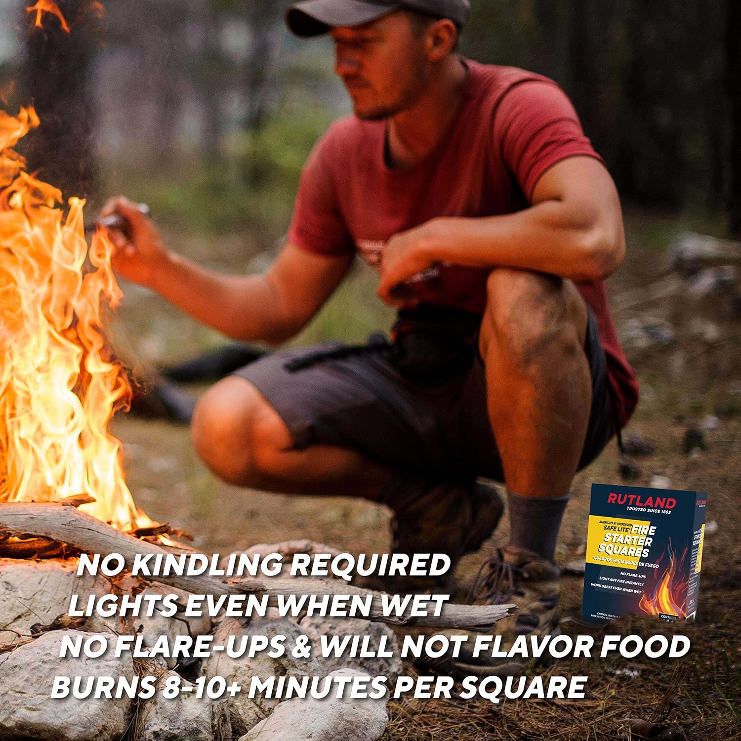 Rutland Fire Starter for Campfires, Fire Pit, Fireplace and Wood Stove - Charcoal Starter, Chimney, Grill & BBQ - Natural Firestarter Cubes - Image 6
