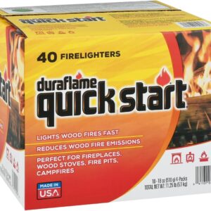 Duraflame Quick Start Firelighters – 40 Count Case | Instant, Clean & Reliable Fire Starting for Fireplaces, Grills, Fire Pits & Camping Adventures